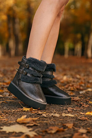 Çift Tokalı KalınTaban Kadın Bot