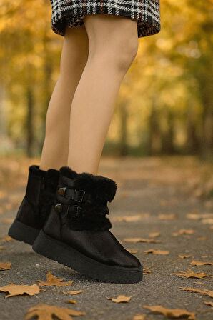 Çift Tokalı KalınTaban Kadın Bot