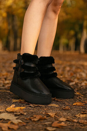 Çift Tokalı KalınTaban Kadın Bot