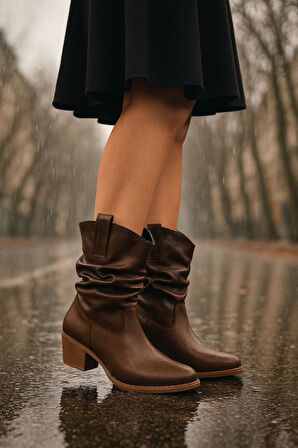 Kalın Topuklu Cilt/Süet  Kadın Bot & Bootie 