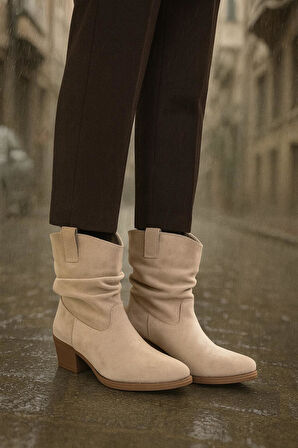 Kalın Topuklu Cilt/Süet  Kadın Bot & Bootie 