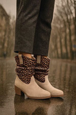 Kalın Topuklu Cilt/Süet  Kadın Bot & Bootie 