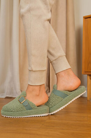 Kadın Tokalı Havlu Kışlık Kadın Terlik