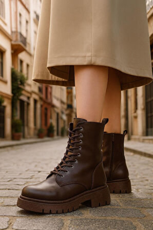 Kadın Postal Fermuarlı Kaymaz Taban  Bot