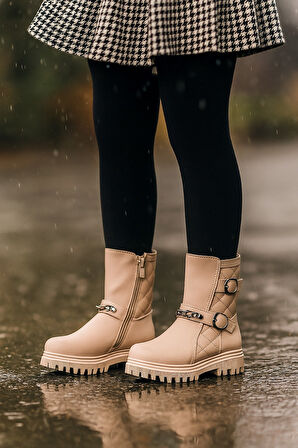 Ortopedik Bağcıklı Fermuarlı Kız Çocuk Bot Ayakkabı Siyah Kız Çocuk Bot