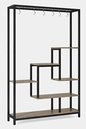 6 Katlı Endülüs-Siyah Metal Saksılık Çiçeklik Saksı Standı