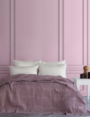 Denzy %100 Pamuk Waffle Yatak Örtüsü & Pike 240x260 Cm Pudra