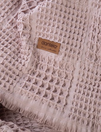 Denzy %100 Pamuk Waffle Yatak Örtüsü & Pike 240x260 Cm Pudra