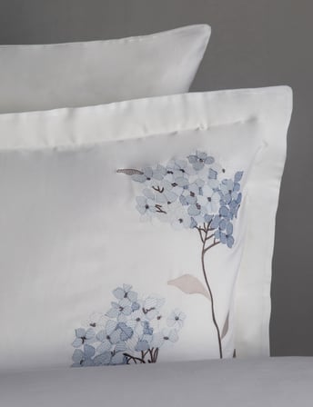 Lavinya Nakışlı Pamuk Saten Nevresim & Yatak Örtüsü Seti - Mavi
