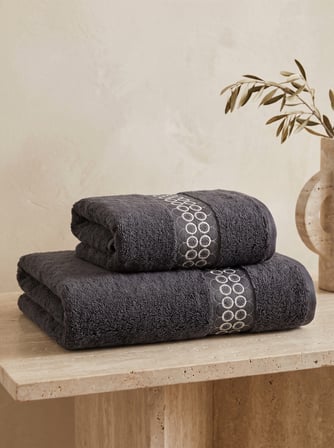 Nomad 2'li Nakışlı Banyo Havlusu Seti