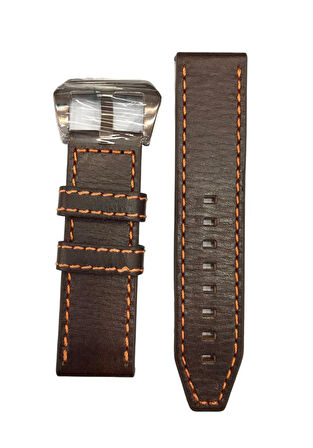24mm Kahverengi Hakiki Deri Saat Kordonu Kayışı