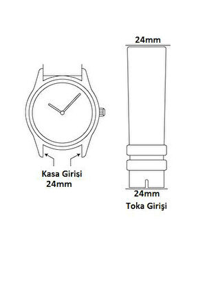 24mm Siyah Düz Hakiki Deri Saat Kordonu Kayışı
