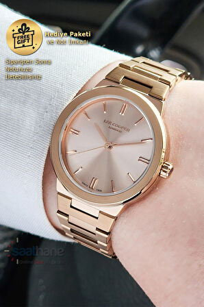 Orijinal Lee Cooper Full Rose Gold Kasa Kordon Kadran Çelik Kadın Kol Saati
