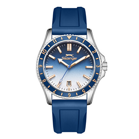 Slazenger SL.09.2531.1.02 Silikon Kordon Çelik Kasa 10 ATM Suya Dayanıklı Lacivert Renk Erkek Kol Saati