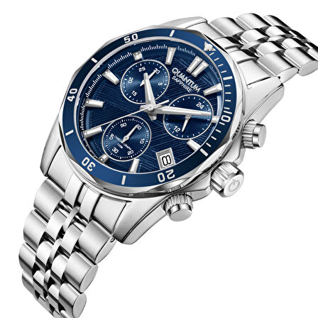 Quantum PWG1234.390 Kronograf Tüm Fonksiyonlar Aktif Safir Camlı Çelik Kordon Çelik Kasa 10 ATM Suya Dayanıklı Metalik Renk Erkek Kol Saati