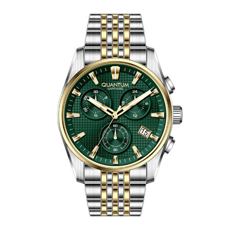 Quantum PWG1196.271 Tüm Fonksiyonlar Aktif Safir Camlı Çelik Kordon Çelik Kasa 10 ATM Suya Dayanıklı Metalik-Altın Renk Erkek Kol Saati