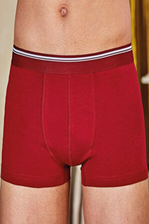 Erkek Bordo 3'Lü Paket Likralı Boxer