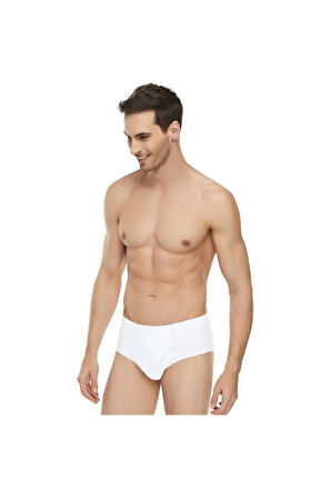 Erkek Beyaz 3'lü Paket %100 Pamuk Penye Slip Yeni Sezon