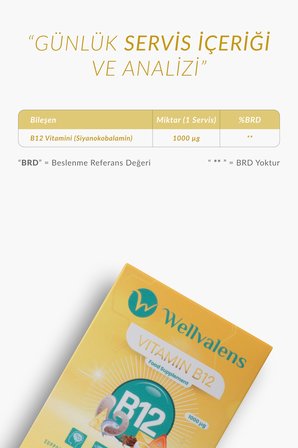 B12 Vitamini 1000 mcg - Günlük Enerji Desteği İçin 60 Tablet - Yüksek Emilimli Takviye Edici Gıda