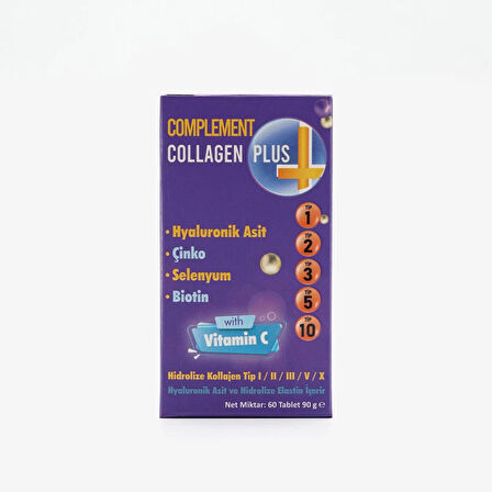 COMPLEMENT COLLAGEN PLUS 60 TABLET (Tip 1, Tip 2, Tip 3, Tip 5 ,Tip 10 + Elastin + Hyaluronik Asit + C Vitamini)