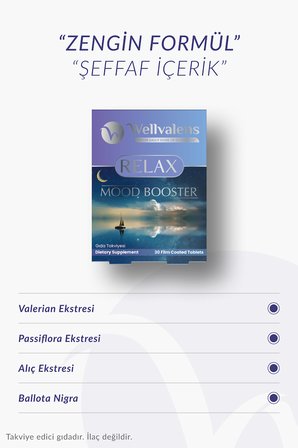 Relax Bitkisel Karışım Tablet Alıç Passiflora Valerian 30 Tablet