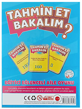 Tahmin Et Bakalım Eğitici Ve Eğlenceli Oyun Seti 64 Kart