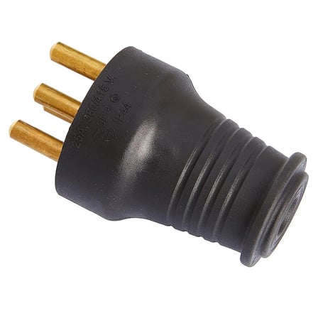 Bylion Fiş Trifaze 3x25 Düz Kauçuk Erkek Siyah (KEFT)