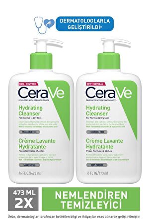 CeraVe Kuru ve Normal Cilt için Nemlendirici Parfümsüz Yüz Temizleme Kremi 2x473 ml 