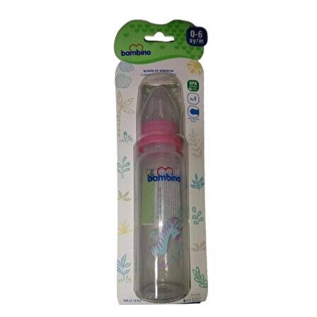 Bambino 0-6 Ay PP Biberon 250 ml B019 - Pembe Zebra