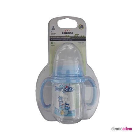 Bambino PP Geniş Ağızlı Kulplu Biberon 150 Ml Mavi B817