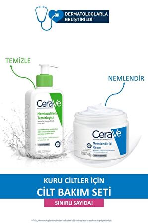 CeraVe Nemlendiren Temizleyici 236 Ml + Nemlendirici Krem Kavanoz 340 Gr- İKİLİ SET 