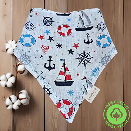 2'li Paket Premium %100 Pamuk Ekstra Soft 2 Kat Müslin Bebek Fuları Salya & Mama Önlüğü 3 Çıtçıtlı - Sunshine + Sailor