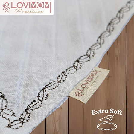 2'li Paket Premium %100 Pamuk Ekstra Soft 2 Kat Müslin Bebek Fuları Salya & Mama Önlüğü 3 Çıtçıtlı
