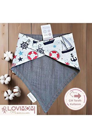 2'li Paket Premium %100 Pamuk Ekstra Soft 2 Kat Müslin Bebek Fuları Salya & Mama Önlüğü 3 Çıtçıtlı