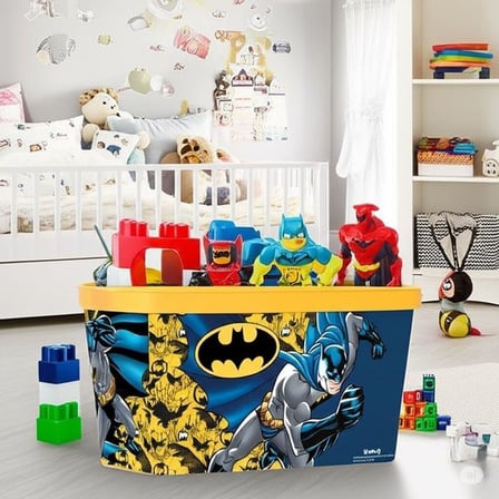 Tuffex Batman Lisanslı 24 Litre Hazneli Kapaklı Oyuncak Kutusu ve Organizatör