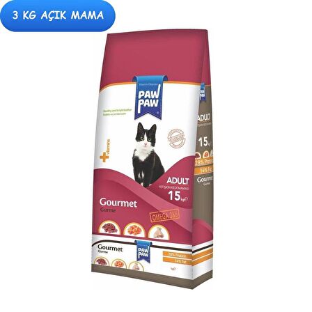 Paw Paw Gurme Yetişkin Kuru Kedi Maması 3 Kg AÇIK