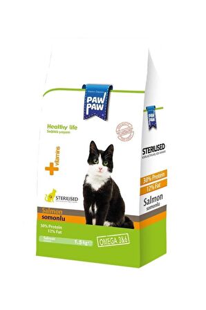 Paw Paw Somonlu Kısır Kedi Maması 1,5 Kg