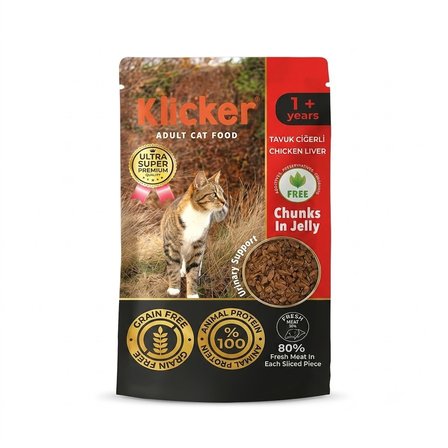 Klicker Pauch Tavuk Ciğerli Kedi Konservesi 85 gr