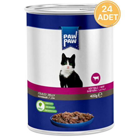 Paw Paw Sığır Etli Yetişkin Kedi Konservesi 400 gr (24 ADET)