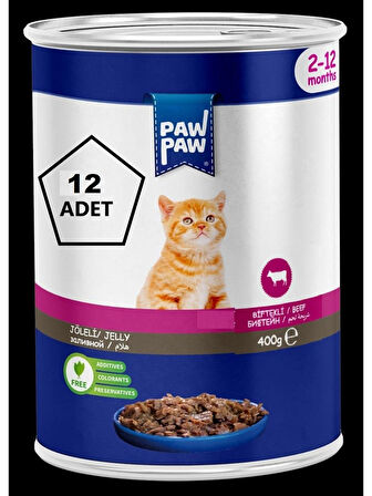 Pawpaw Biftekli Yavru Kedi Konservesi 400GR 12'Li