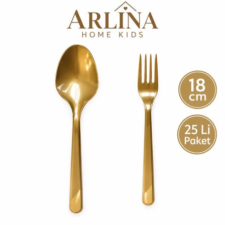 Arlina Home Kids Çatal Kaşık Takımı Altın 18 cm 25'li Paket