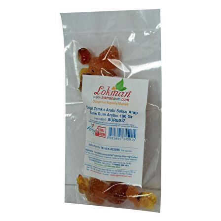 Doğal Zamk-ı Arabi Sakızı Tane Arap Zamkı Gum Arabic 100Gr Paket