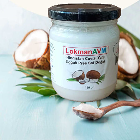 LokmanAVM Hindistan Cevizi Yağı Soğuk Pres Saf Doğal Cam Kavanoz 150 Gr
