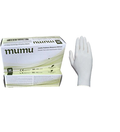 Mumu Lateks Pudrasız Muayene Eldiveni (M) Beden 1 Paket 100 Adet