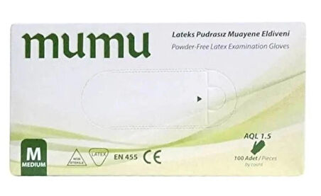 Mumu Lateks Pudrasız Muayene Eldiveni (M) Beden 1 Paket 100 Adet