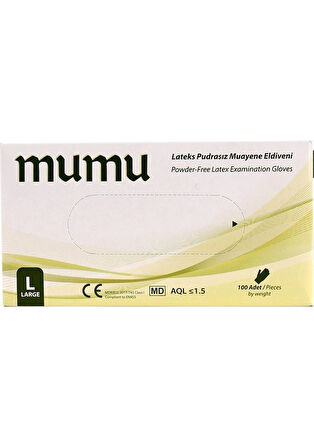 Mumu Pudrasız Lateks Muayene Eldiveni 20 x 100 Adet L Beden