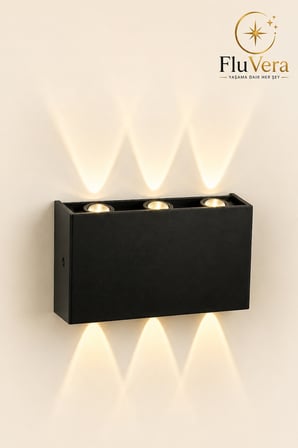Gün Işığı PİLLİ 12W LED Duvar Apliği Siyah | Çift Yönlü Işık | | Modern Dekoratif Aydınlatma3 LED | | İç & Dış Mekan Duvar Lambası