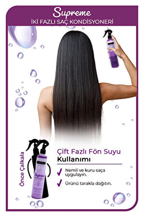 Çift Fazlı Supreme Fön Suyu 400 ml - Mat, Kuru ve Yıpranmış Saçlar