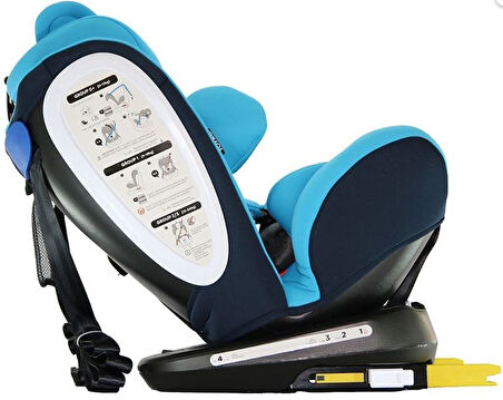 Yoyko Bear 360 ° Dönebilir Yatabilir 0-36 Kg Oto Koltuğu ISOFIX/SIP/LATCH - Mavi Mavi