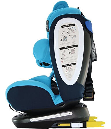 Yoyko Bear 360 ° Dönebilir Yatabilir 0-36 Kg Oto Koltuğu ISOFIX/SIP/LATCH - Mavi Mavi